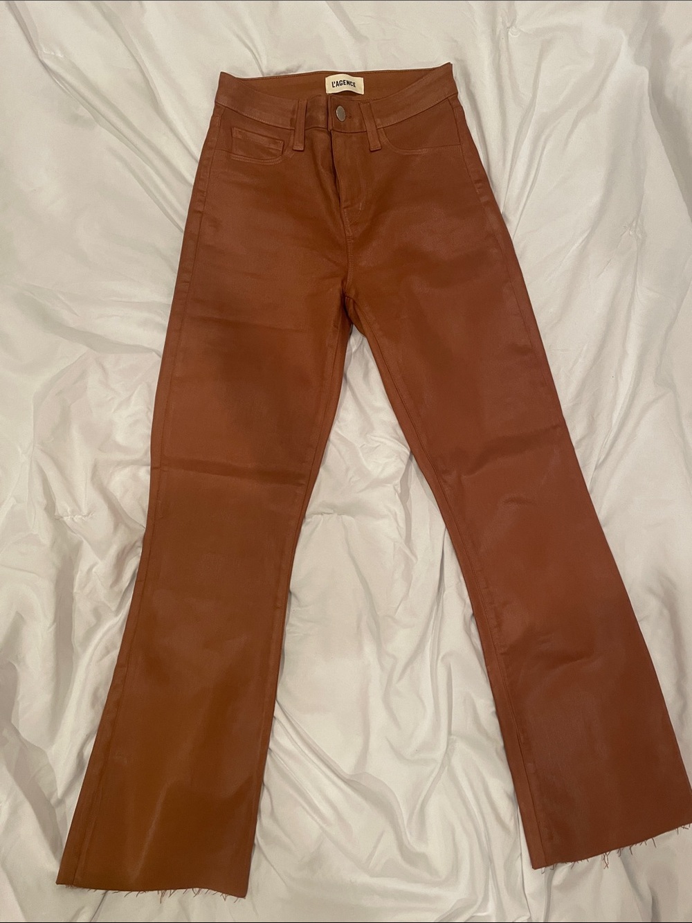 L'AGENCE Rust Brown High-Rise Flare Jeans